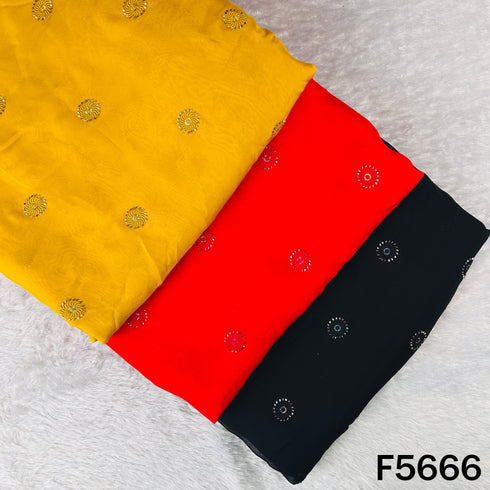 Thread Sequins Work Organza Fabric - F5666