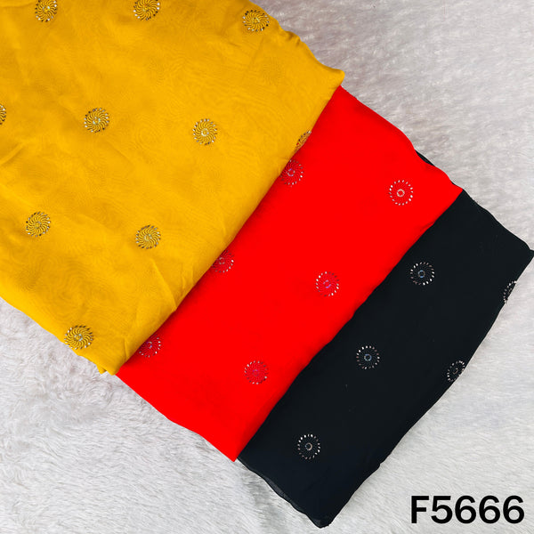 Thread Sequins Work Organza Fabric - F5666