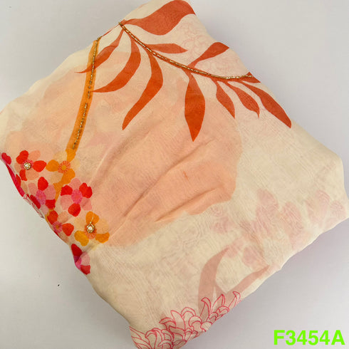 Positional Print Cut Dana Work Organza Fabric-F3454