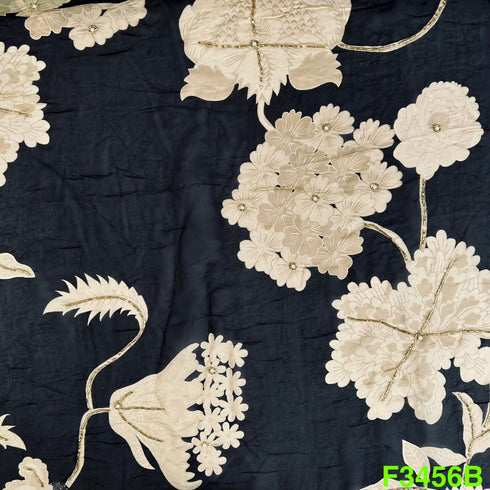 Positional Print Cut Dana Work Organza Fabric-F3456