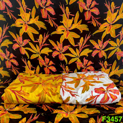 Positional Print Cut Dana Work Crepe Fabric-F3457