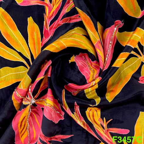 Positional Print Cut Dana Work Crepe Fabric-F3457