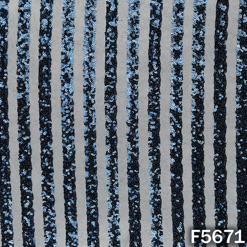 Sequins Work Lycra Net Fabric - F5671