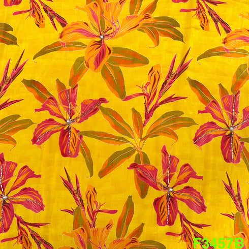 Positional Print Cut Dana Work Crepe Fabric-F3457
