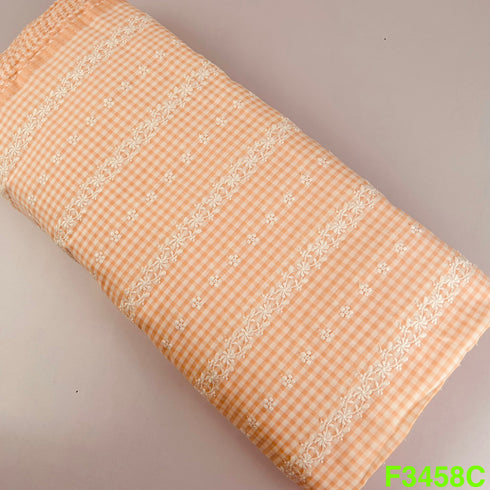 Check Thread Work Cotton Fabric-F3458