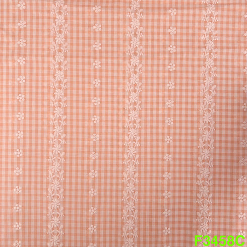 Check Thread Work Cotton Fabric-F3458