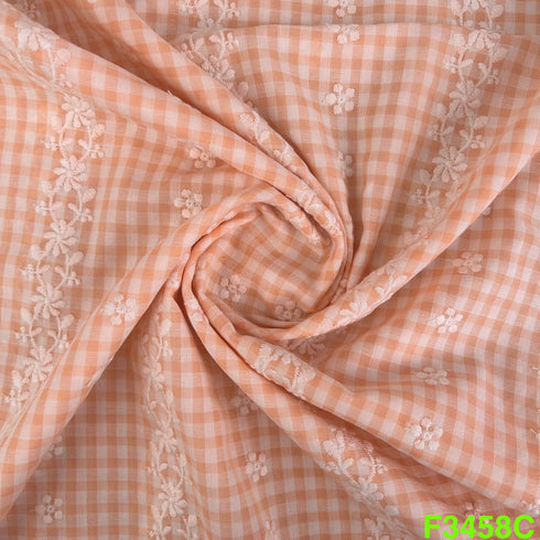 Check Thread Work Cotton Fabric-F3458