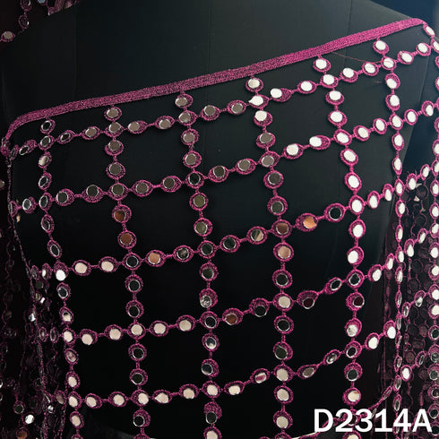 Cut Work Lace Mirror Work Dupatta - D2314