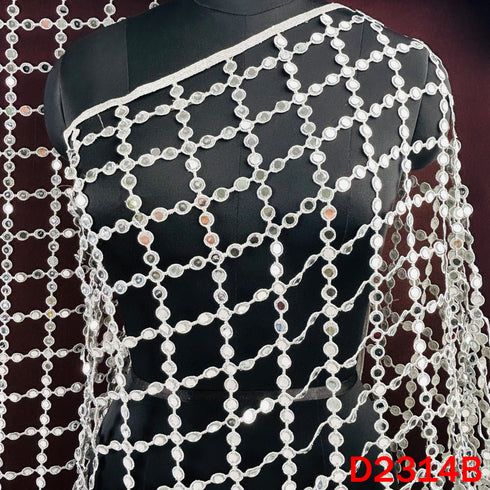 Cut Work Lace Mirror Work Dupatta - D2314