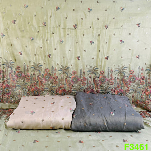 Thread Sequins Embroidered Shimmer Tissue Fabric-F3461