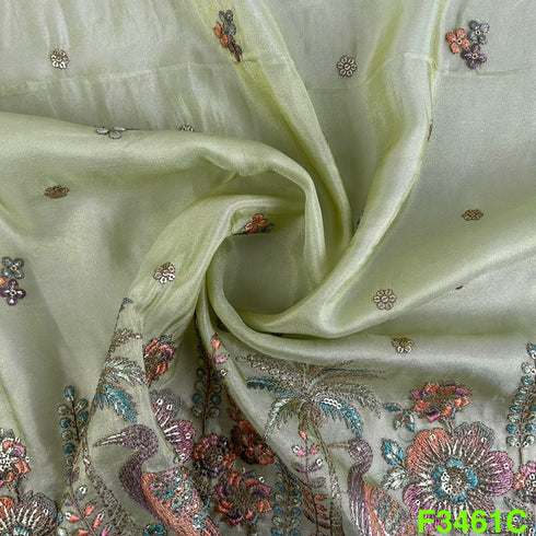 Thread Sequins Embroidered Shimmer Tissue Fabric-F3461