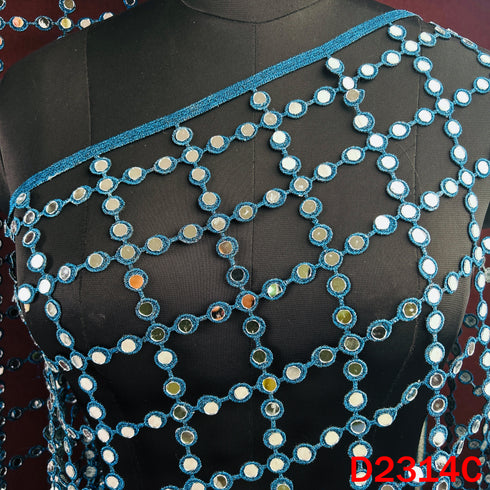 Cut Work Lace Mirror Work Dupatta - D2314