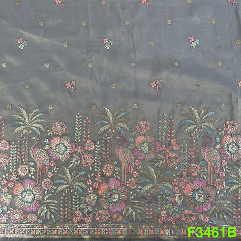 Thread Sequins Embroidered Shimmer Tissue Fabric-F3461