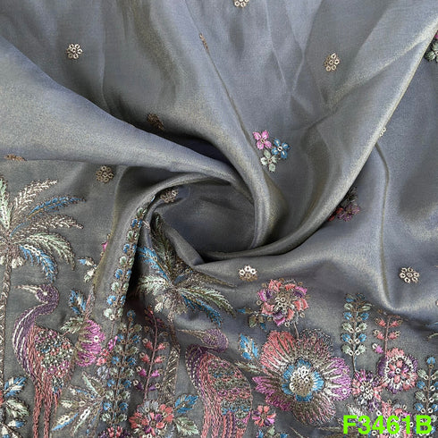 Thread Sequins Embroidered Shimmer Tissue Fabric-F3461