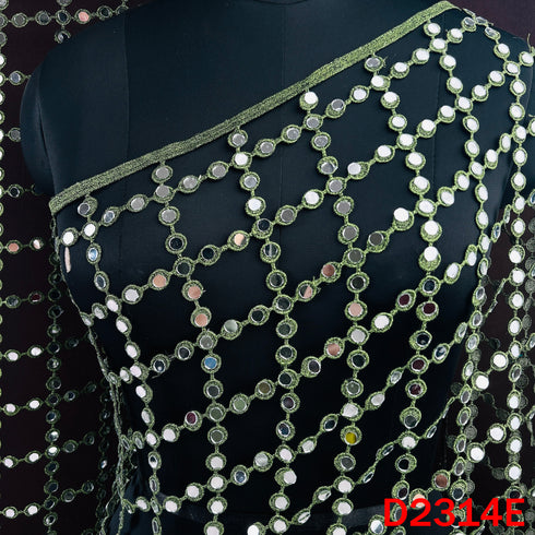 Cut Work Lace Mirror Work Dupatta - D2314