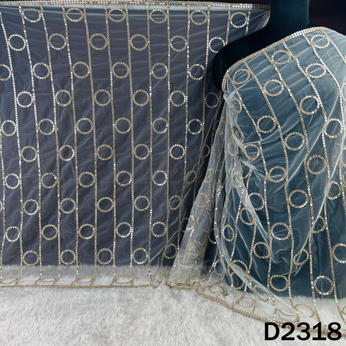 Dyeable Zari Sequins Work Net Dupatta - D2318