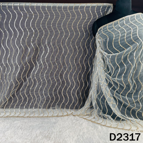 Dyeable Zari Sequins Work Net Dupatta - D2317