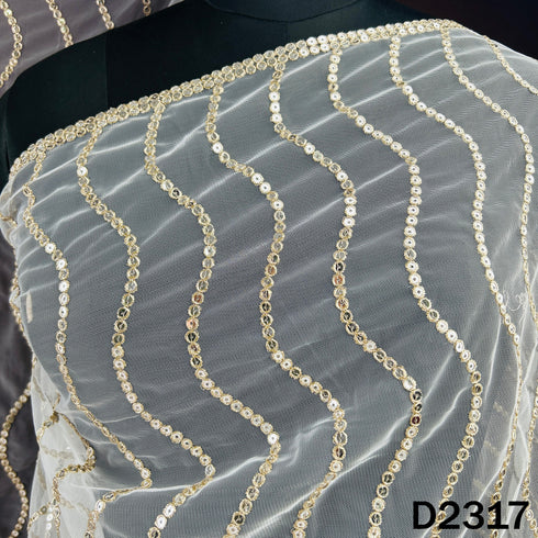 Dyeable Zari Sequins Work Net Dupatta - D2317