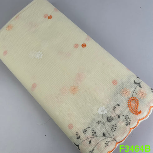 Thread Embroidered Kora Cotton Fabric-F3464