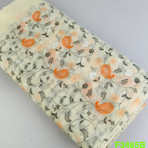 Thread Embroidered Kora Cotton Fabric-F3465
