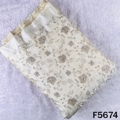 Dyeable Cut Dana Zari Sequins Work Shimmer Tissue Fabric - F5674