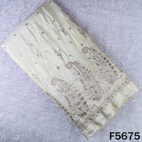 Dyeable Cut Dana Zari Sequins Work Shimmer Tissue Fabric - F5675