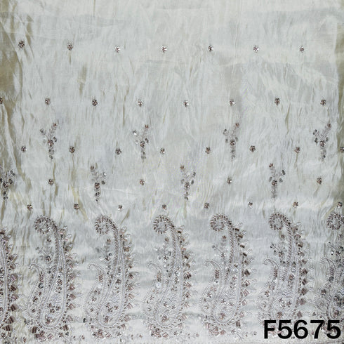 Dyeable Cut Dana Zari Sequins Work Shimmer Tissue Fabric - F5675