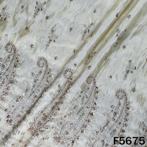 Dyeable Cut Dana Zari Sequins Work Shimmer Tissue Fabric - F5675