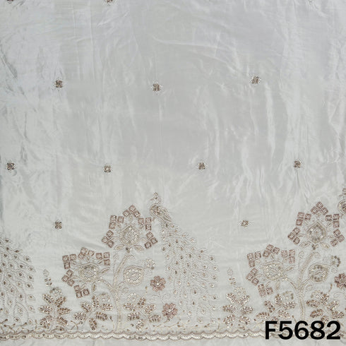 Dyeable Cut Dana Zari Sequins Work Crepe Fabric - F5682