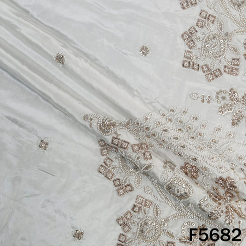 Dyeable Cut Dana Zari Sequins Work Crepe Fabric - F5682