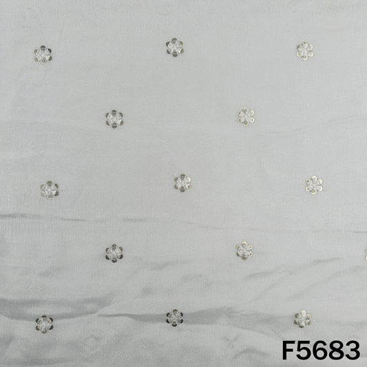 Dyeable Thread Sequins Work Chinnon Chiffon Fabric - F5683