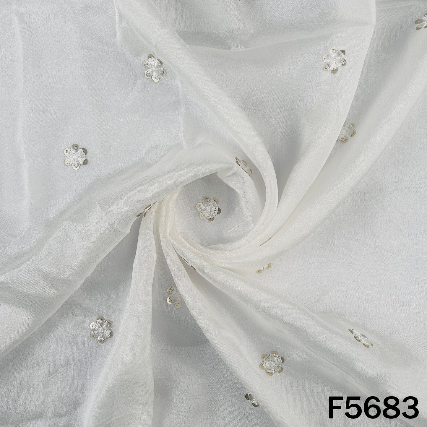 Dyeable Thread Sequins Work Chinnon Chiffon Fabric - F5683