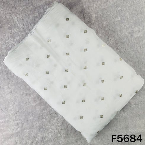 Dyeable Zari Sequins Work Chinnon Chiffon Fabric - F5684