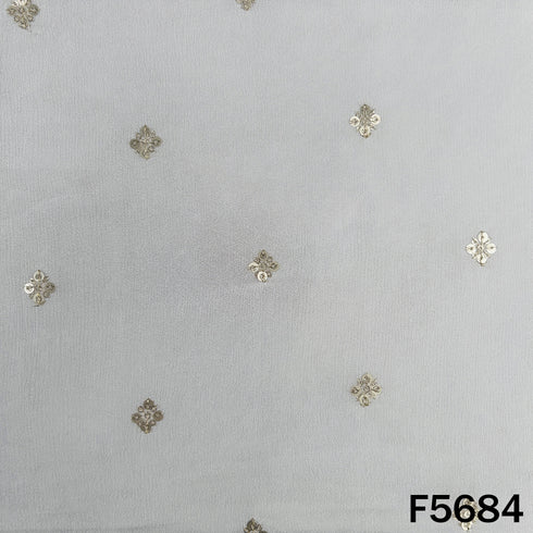 Dyeable Zari Sequins Work Chinnon Chiffon Fabric - F5684