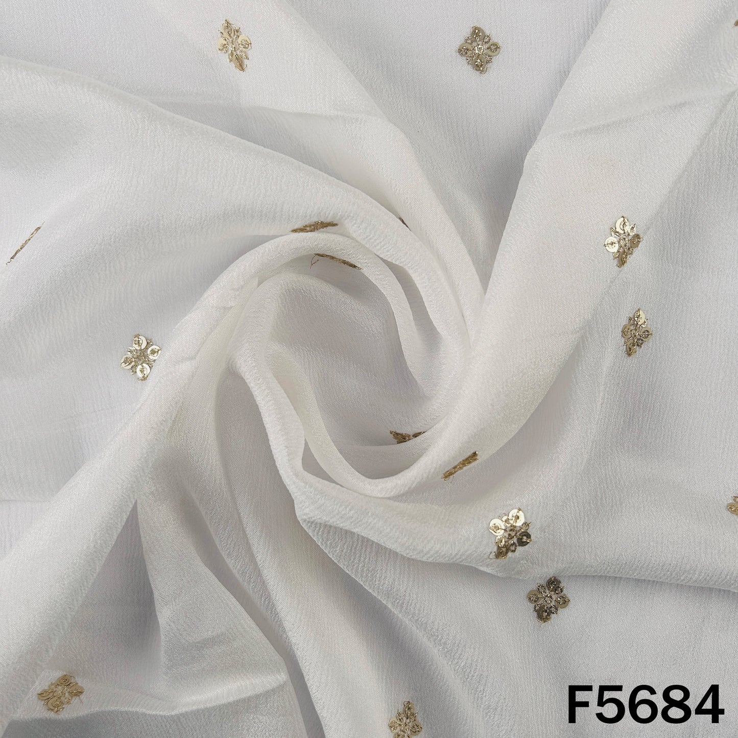 Dyeable Zari Sequins Work Chinnon Chiffon Fabric - F5684