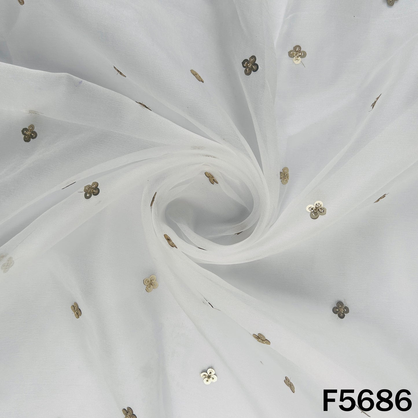 Dyeable Zari Sequins Work Organza Fabric - F5686