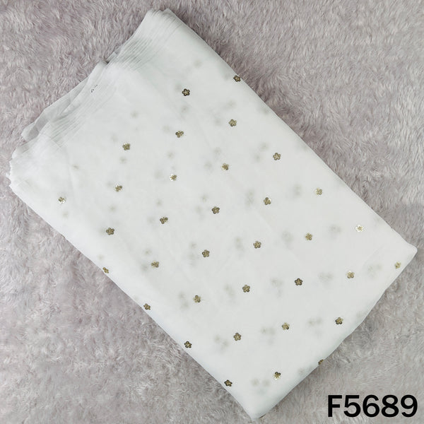 Dyeable Zari Sequins Work Georgette Fabric - F5689