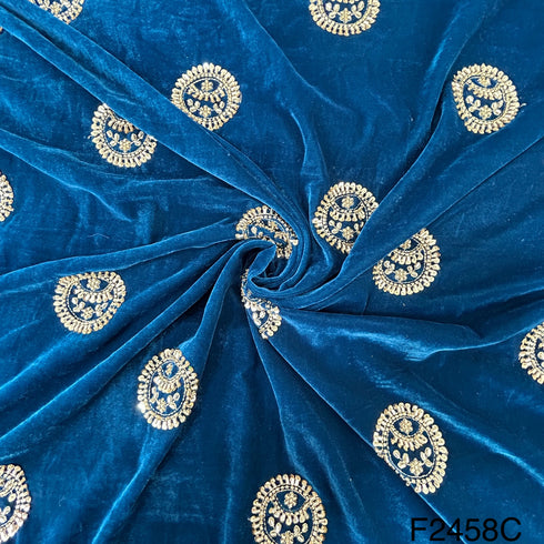 Cut Dana Work Sequins Embroidered Velvet Fabric-F2458