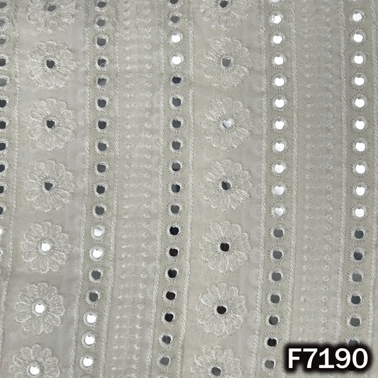 Dyeable Faux Mirror Thread Embroidered Georgette Fabric - F7190