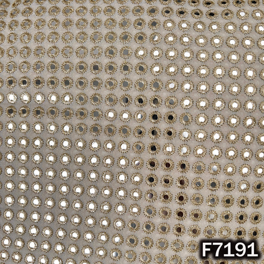 Dyeable Faux Mirror Zari Embroidered Georgette Fabric - F7191