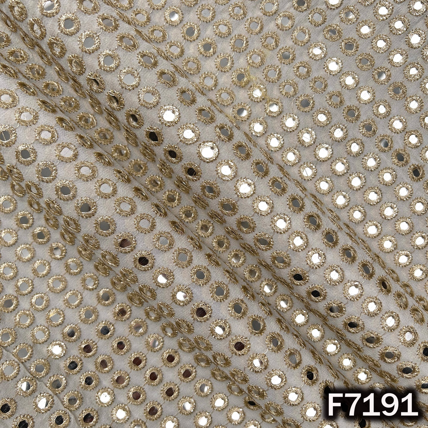 Dyeable Faux Mirror Zari Embroidered Georgette Fabric - F7191