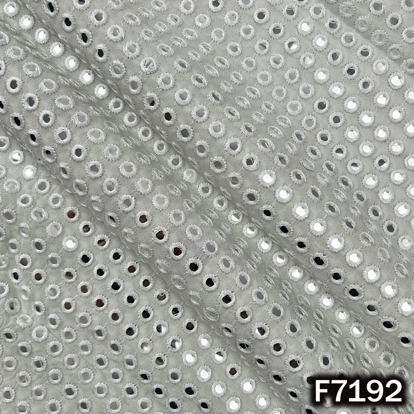 Dyeable Faux Mirror Thread Embroidered Georgette Fabric - F7192