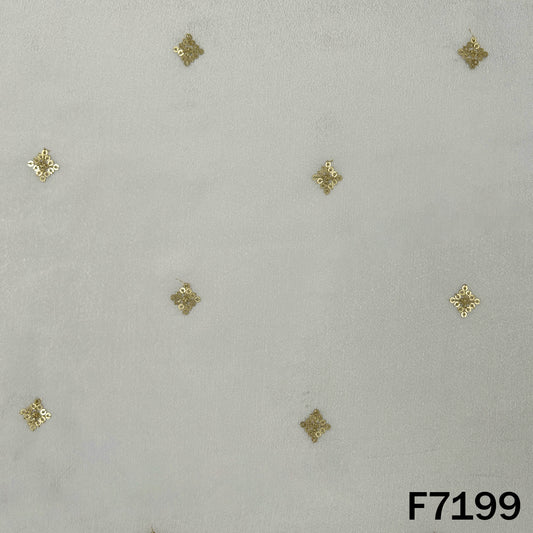 Dyeable Zari Sequins Embroidered Chinnon Chiffon Fabric - F7199