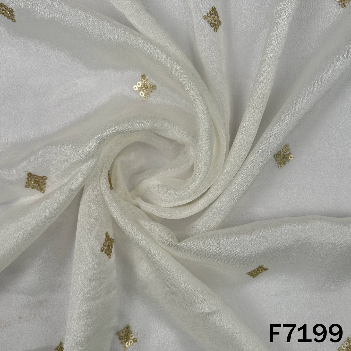 Dyeable Zari Sequins Embroidered Chinnon Chiffon Fabric - F7199