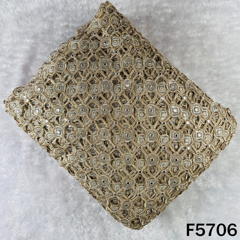 Zari Sequins Faux Mirror Fancy Cut Work Fabric - F5706