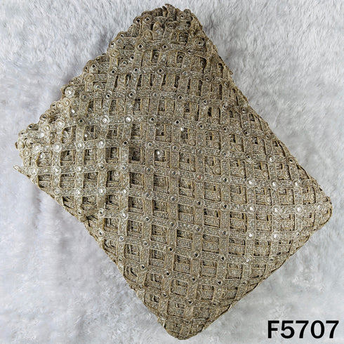 Zari Sequins Faux Mirror Fancy Cut Work Fabric - F5707