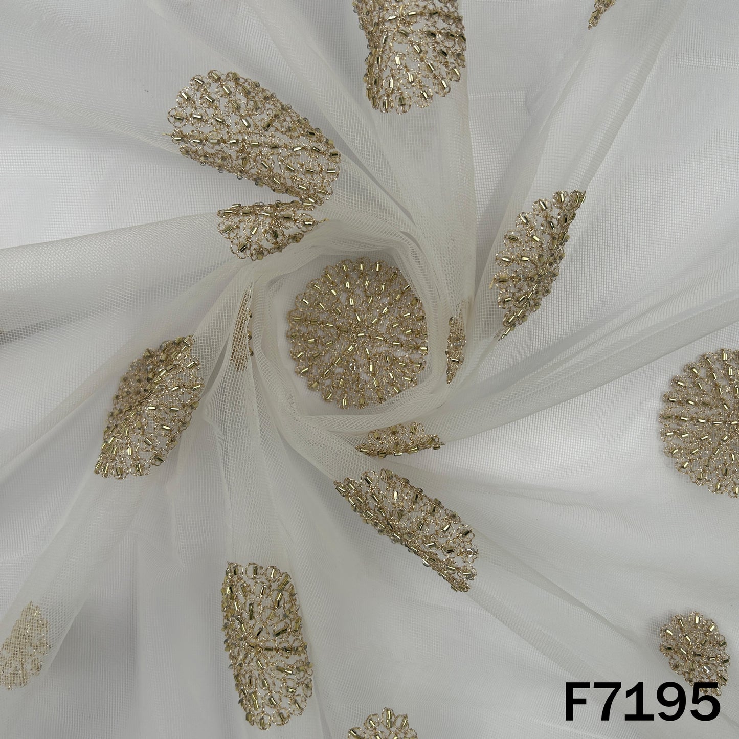 Dyeable Cut Dana Zari Embroidered Net Fabric - F7195
