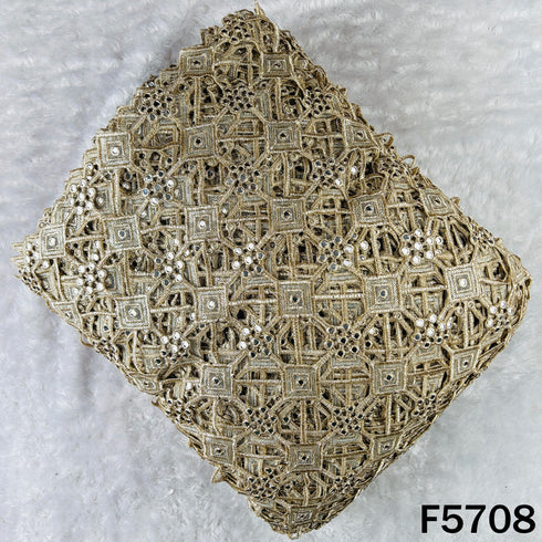 Zari Sequins Faux Mirror Fancy Cut Work Fabric - F5708