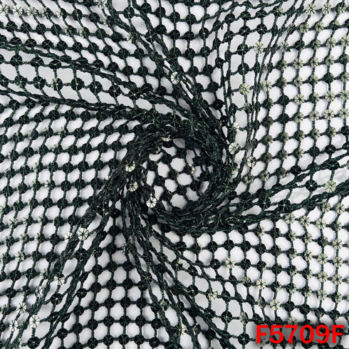 Zari Sequins Fancy Cut Work Fabric - F5709