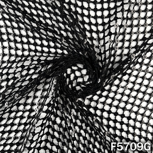 Zari Sequins Fancy Cut Work Fabric - F5709